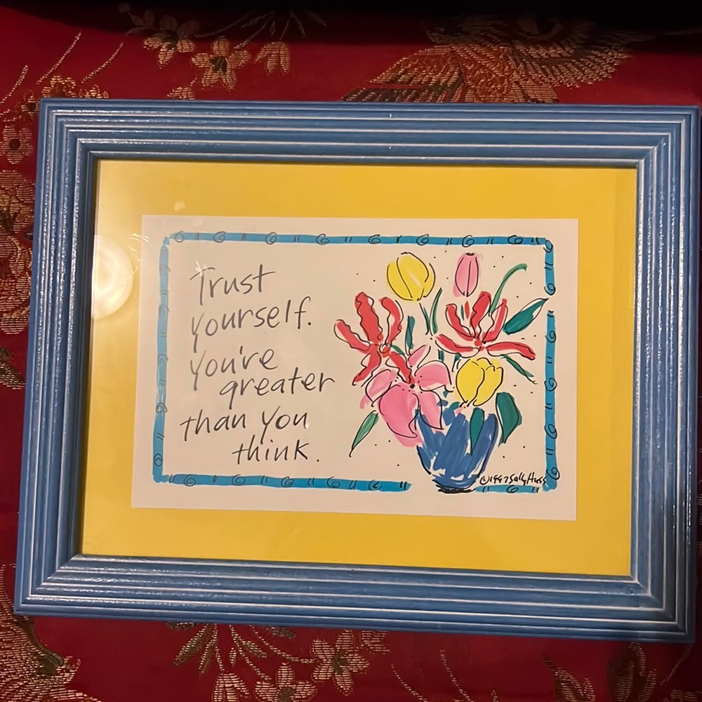 Sally Huss cute statement picture, 1997. Years can’t take away from this message